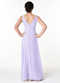 Azazie Kori Junior Lilac A-Line Ruched Chiffon Dress image2