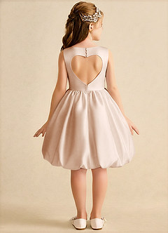 Azazie Nirvana Blumenmädchenkleider Ballkleid Gestreift Matte Satin Kleid Englisches Rosa image1