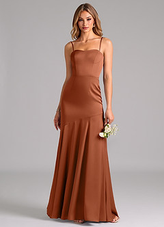 Azazie Shiloh Robes de demoiselle d'honneur Robe Sirène Convertible en Satin extensible Sans bretelle Rose De Cèdre image2