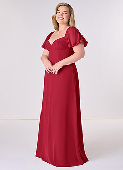 Barbie ♥ Azazie Bridesmaid Dresses Scarlet A-Line Pleated Chiffon Dress image9
