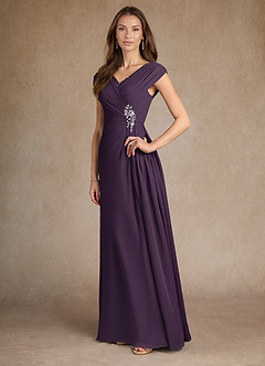 Azazie Bronson Mother of the Bride Dresses Plum A-Line Pleated Chiffon Dress image4