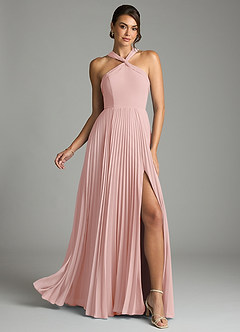 Azazie Afra Abiti da Damigella Abito A-Line in Chiffon Plissettato Rosa Cipria image2