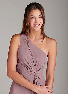 Azazie Brooke Bridesmaid Dresses Dusty Rose A-Line One Shoulder Chiffon Dress image6