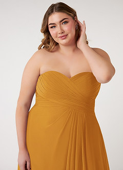 Azazie Arabella Allure Bridesmaid Dresses Butterscotch A-Line Sweetheart Neckline Chiffon Convertible Dress image18