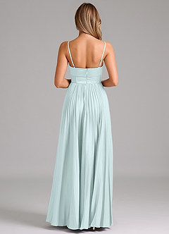 Azazie Tyla Bridesmaid Dresses Sea Glass A-Line Sweetheart Neckline Stretch Satin Dress image2