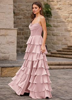 Rhythm Rosa Cipria Abito da ballo a trapezio con volant image3