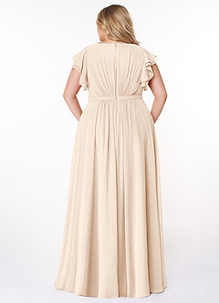 Azazie Daphne Modest Bridesmaid Dresses A-Line Ruffled Chiffon Floor-Length Dress image2