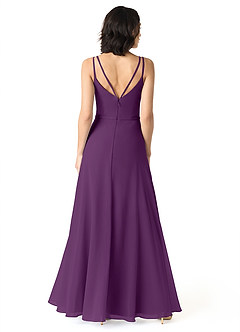 Azazie Janine Bridesmaid Dresses Grape A-Line V-Neck Chiffon Dress image4