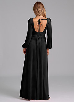 Azazie Norah Bridesmaid Dresses Black A-Line Long Sleeve Velvet Dress image6