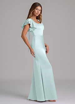 Azazie Elkie Final Sale Sea Glass Mermaid Square Neckline Stretch Satin Dress image3
