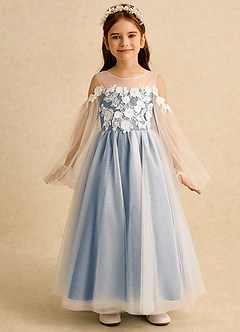 Azazie Zimi Jurken voor bloemenmeisjes Baljurk Jurk van Tule Sweetheart Halslijn Schemering image5