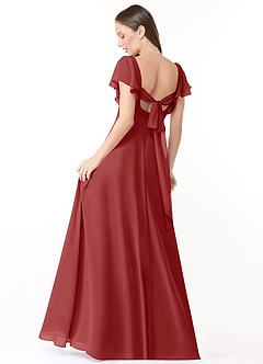 Azazie Syenna Bridesmaid Dresses Rust A-Line Ruched Chiffon Dress image2