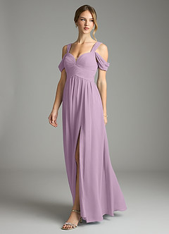 Azazie Lianne Vestidos de damas de honor Vestido de Glicinia de Gasa de Corte en A con Vestidos sin tirantes image4