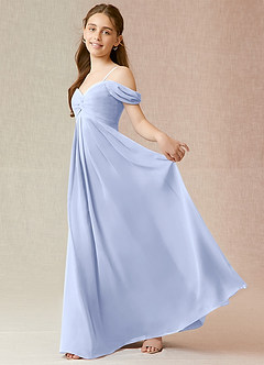 Azazie Kaitlynn Junior Ice A-Line Off the Shoulder Chiffon Dress image3