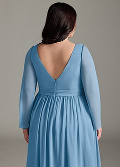 Azazie Teton Maternity Bridesmaid Dresses A-Line Long Sleeve Chiffon Floor-Length Dress image13
