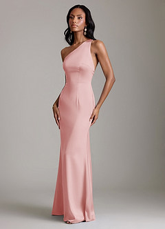 Azazie Voni Kjoler til hjemmeprøvning Havfrue En skulder Stræk satin Gulv-længde Kjole image6