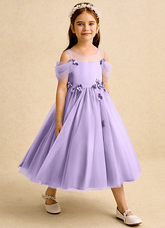 Azazie Juni Abiti da Ragazza di Fiori Abito Principessa in Tulle Plissettato Lilla image6