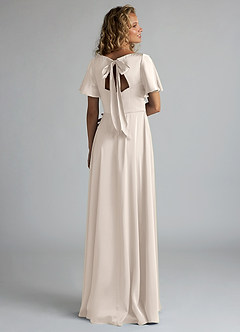 Azazie Kimber Bridesmaid Dresses White Alabaster A-Line Ruched Stretch Satin Dress image2