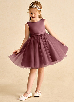 Azazie Jani Flower Girl Dresses Desert Rose A-Line Bow Tulle Dress image5