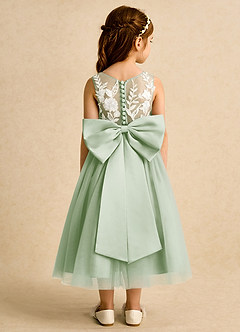 Azazie Sundae Blumenmädchenkleider Ballkleid Spitze Kleid Staubiger Salbeigrün image2