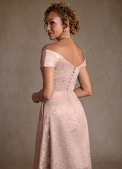 Azazie Lacey vestidos de madre de la novia Vestido de Jacquard Coral de Jacquard Floral de Corte en A con Vestidos sin tirantes image6