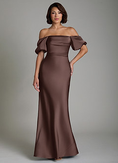 Azazie Lea Bridesmaid Dresses Ganache Mermaid Off the Shoulder Stretch Satin Convertible Dress image8