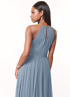 Azazie Cherish Bridesmaid Dresses Dusty Blue A-Line Pleated Chiffon Dress image5