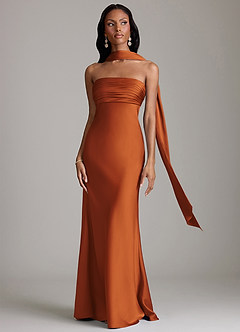 Azazie Saylor Brudtärnklänningar Klä av Sjöjungfru i Stretch Satin Axelbandslös Kanel image9