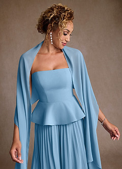 Azazie Josabeth Mother of the Bride Dresses Steel Blue A-Line Pleated Chiffon Dress image7