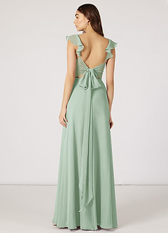 Azazie Everett Bridesmaid Dresses Agave A-Line V-neck Ruched Chiffon Dress image4