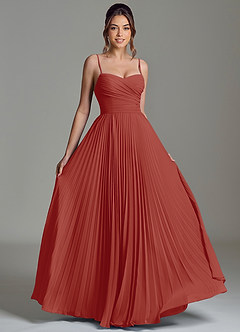 Azazie Catie Brautjungfernkleider A-Linie Herzausschnitt Chiffon Kleid Terrakotta image3