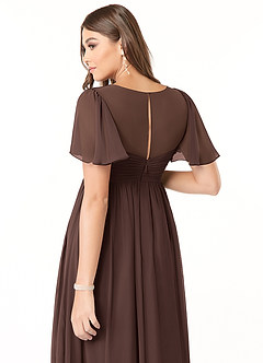 Azazie Verna Abiti da damigella d'onore premaman Abito A-Line Increspato con Scollo a V Chiffon Floor-Length image6