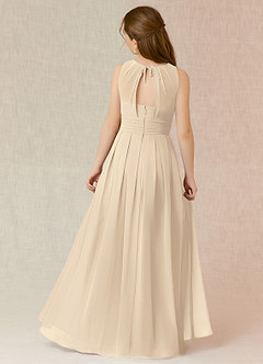 Azazie Bibiane Junior Champagne A-Line Pleated Chiffon Dress image2