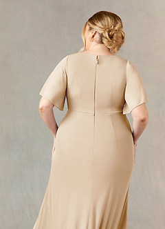 Azazie Selah Abiti per la Madre della Sposa Abito A-Line in Maglia Increspato con Scollo a V Champagne image7
