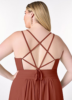 Azazie Farren Bridesmaid Dresses Auburn A-Line Pleated Chiffon Convertible Dress image15