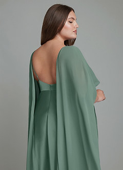 Azazie Stefania Robes de demoiselle d'honneur Robe Trapèze en Satin extensible Eucalyptus image15