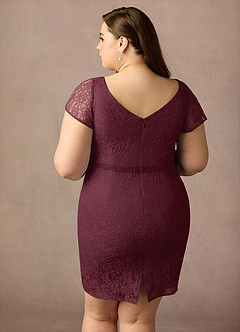 Azazie Lucilia Final Sale Cabernet Sheath Lace Dress image11