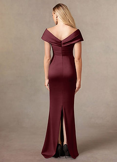 Azazie Ludlow vestidos de madre de la novia Vestido de Cabernet de Satén Elástico de Sirena con Plisado image4