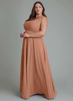 Azazie Amani Bridesmaid Dresses Bronzer A-Line Pleated Chiffon Dress image11