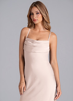 Azazie Seema Bridesmaid Dresses Blushing Pink Mermaid Corset Stretch Satin Dress image2