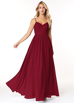 Azazie Lisbon Bridesmaid Dresses Burgundy A-Line Sweetheart Neckline Chiffon Dress image3