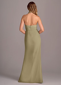 Azazie Jemma Bridesmaid Dresses Moss Green Sheath Pleated Chiffon Dress image2