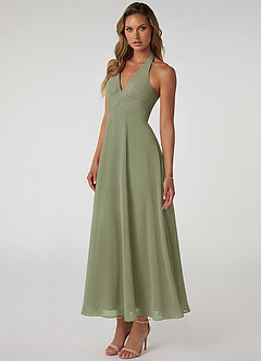 Azazie Tessie Suknie dla druhen Linia A Pofałdowany Szyfon Długość kostki Sukienka image3