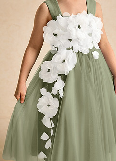 Azazie Dovey Robe Demoiselle D'honneur Fillette Robe Princesse en Tulle Arc Pistache image7