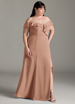 Azazie Sophie Bridesmaid Dresses Champagne Rose A-Line Off the Shoulder Chiffon Convertible Dress image10