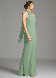 Azazie Cairo Vestidos de damas de honor Vestido de Matcha de Gasa de Corte Sirena con Plisado image5
