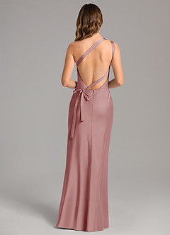 Azazie Monroe Bridesmaid Dresses Dusty Rose Mermaid One Shoulder Stretch Satin Dress image2