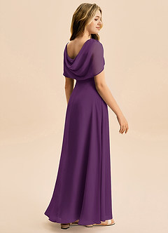 Azazie Emma Junior Robe Trapèze en Mousseline de soie Plissée Grain De Raisin image6