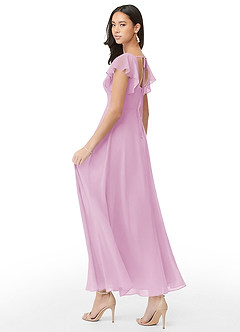 Azazie Bondi Brudepigekjoler En streg Ruchede Chiffon Ankel-længde Kjole image4