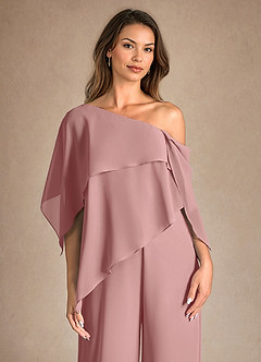 Azazie Halima Mother of the Bride Dresses Dusty Rose Jumpsuit/Pantsuit Side Slit Chiffon Dress image8